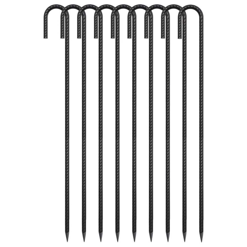 10 Pack Black 36 in. Rebar Stakes, J Hook Heavy Duty Extra Long Tent Stakes with Chisel Point End, Coated Ground Anchors price history on PriceWatchPro