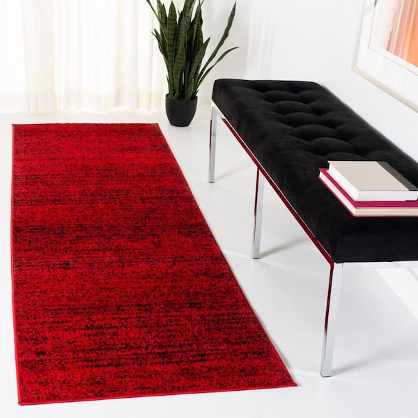 Adirondack Red/Black 3 ft. x 6 ft. Striped Runner Rug