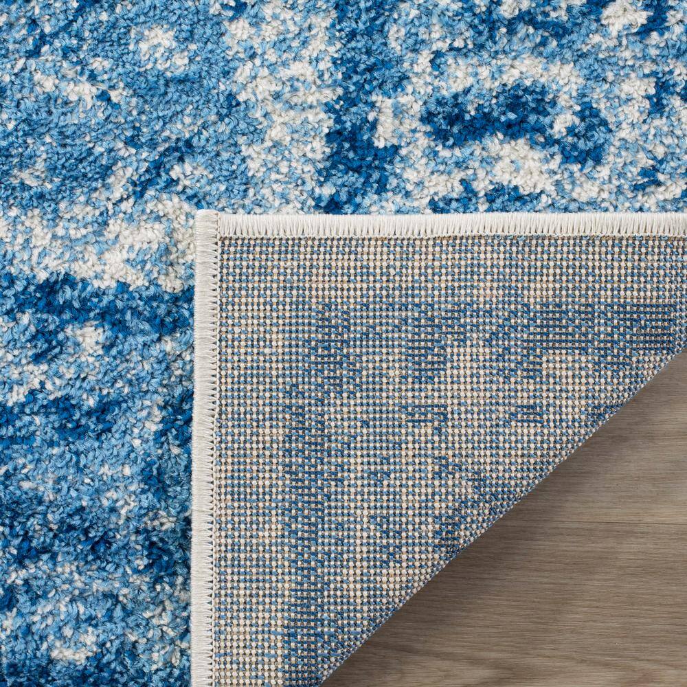 Blue and Silver Synthetic 10' x 14' Rectangular Area Rug