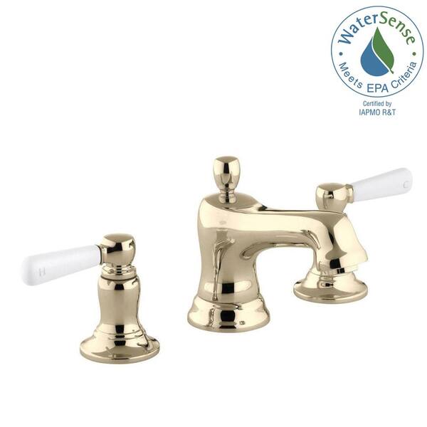 KOHLER Bancroft 8 in. Widespread 2-Handle Low-Arc Water-Saving Bathroom Faucet in Vibrant French Gold