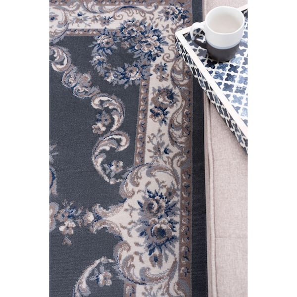 Tayse Rugs Hampton Oriental Gray 5 ft. x 7 ft. Indoor Area Rug HMP4009 5x7  - The Home Depot