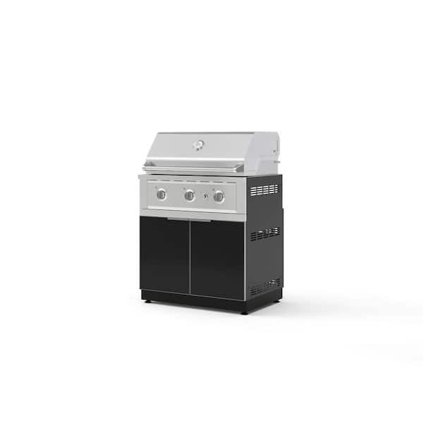 Outdoor Kitchen 2-Piece 3-Burners Natural Gas Grill Island in Black w/33 in. Performance Grill and Grill Cabinet