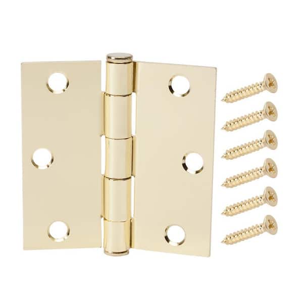 Everbilt 3-1/2 in. Square Corner Satin Brass Door Hinge Value Pack (24-Pack)