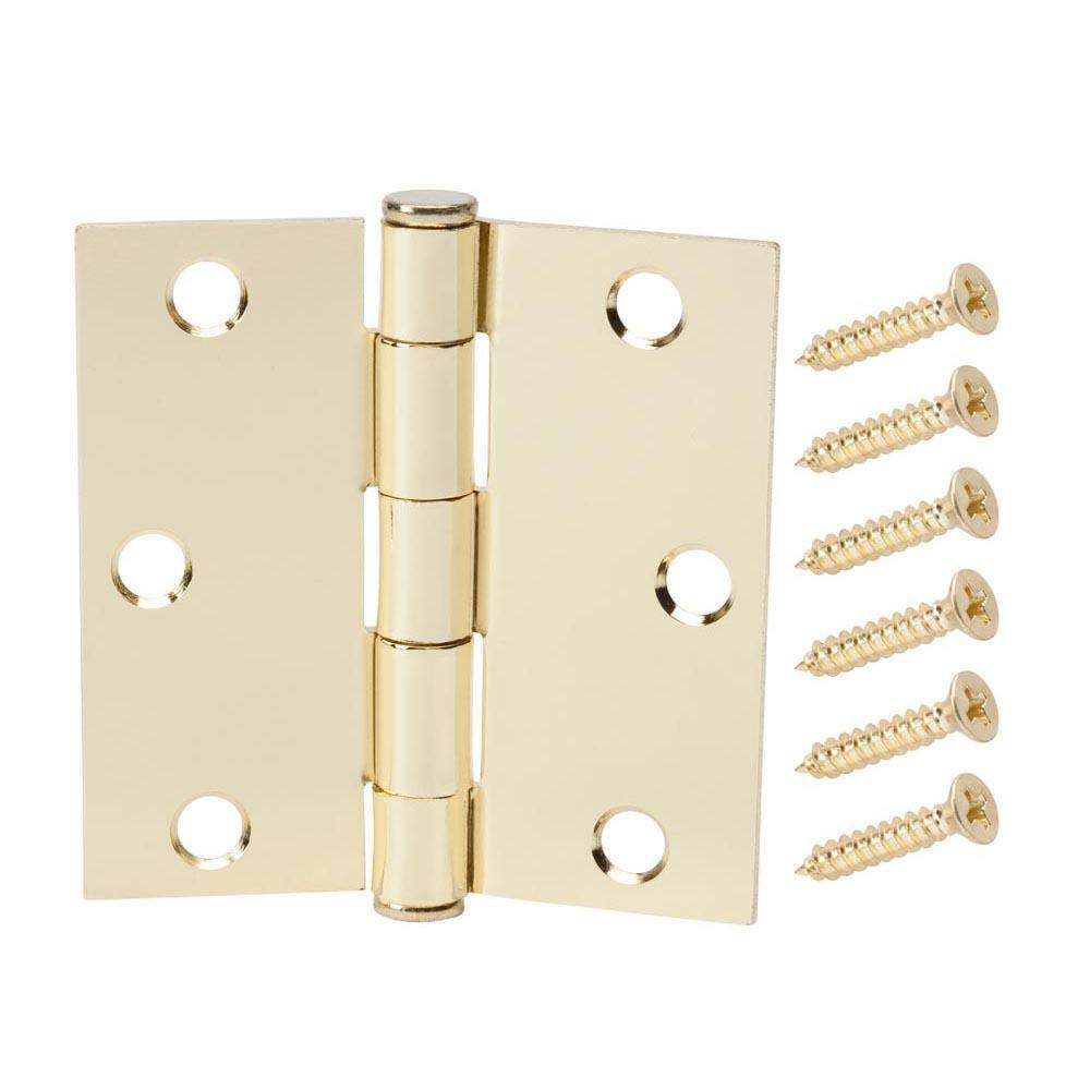 Everbilt 31/2 in. Square Corner Satin Brass Door Hinge Value Pack (48
