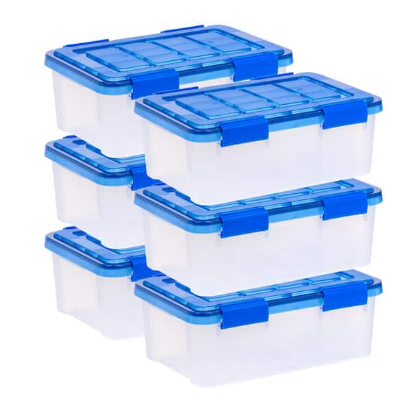 Iris USA 4 Pack 32qt Clear View Plastic Storage Bin with Lid and Secure Latching Buckles