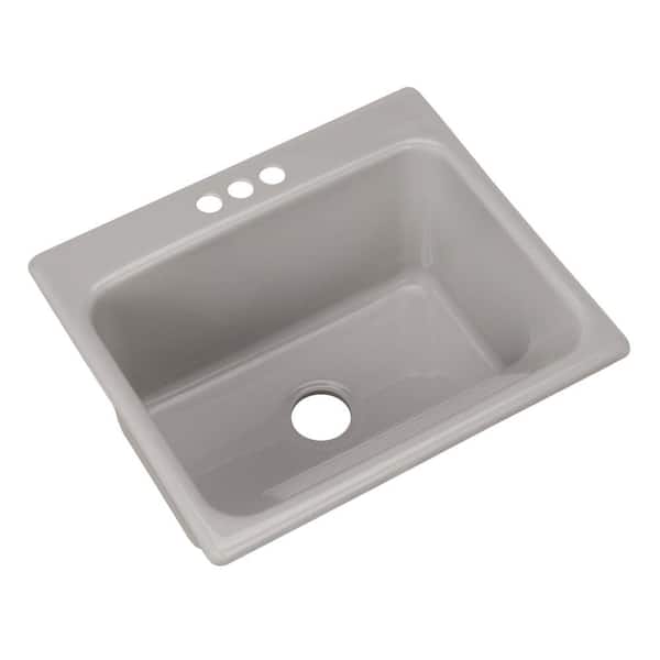 Thermocast Kensington Drop-In Acrylic 25 in. 3-Hole Single Bowl Utility Sink in Sterling Silver
