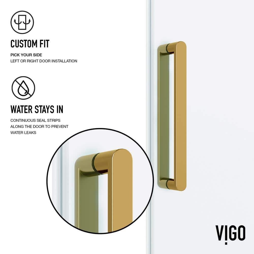 Elan 76" High x 60" Wide Frameless Sliding Shower Door in Matte Brushed Gold