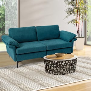 72.5 in. Width Blue Modern Loveseat Fabric 2-Seat Sofa Couch for Small Space with Metal Legs