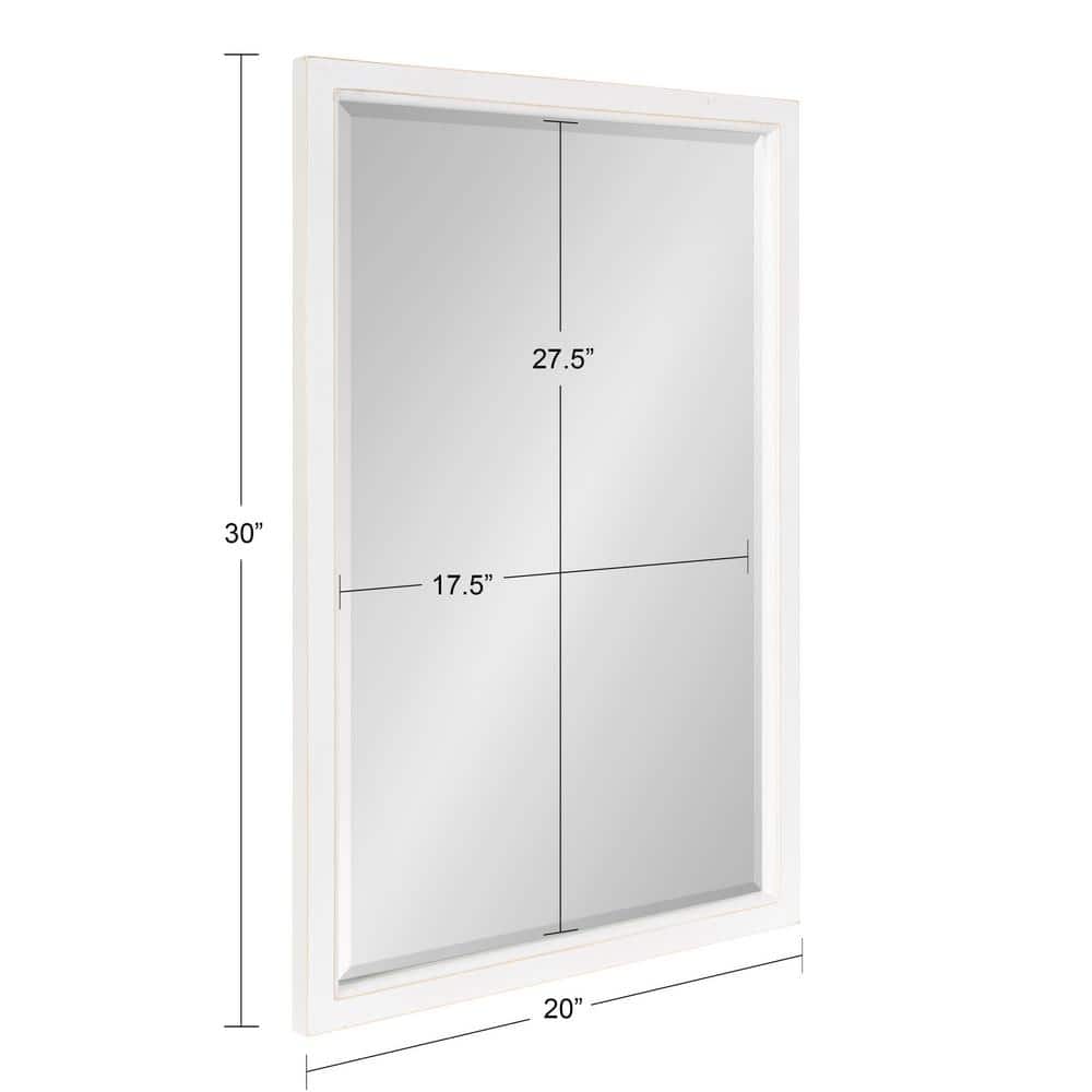 Rustic White Solid Wood Rectangular Bathroom Vanity Mirror 20"x30"