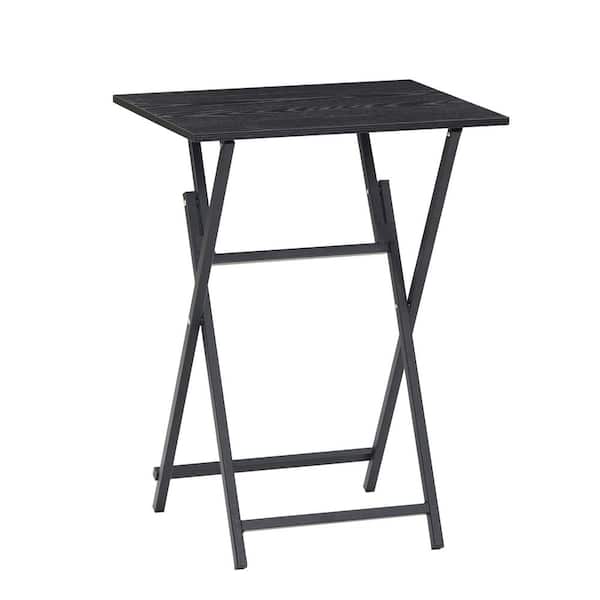 BOPOREA MEGO LLC 2-Piece Folding Tray Table Set-Portable Rustic Snack Tables for Small Spaces