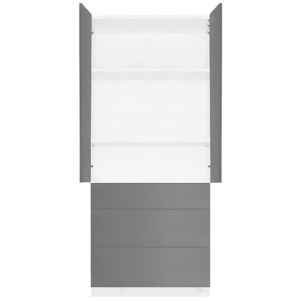 LIFEART CABINETRY Valencia Assembled 24 in. W x 24 in. D x 84 in. H in Gloss White Plywood Assembled Tall Pantry Kitchen Cabinet