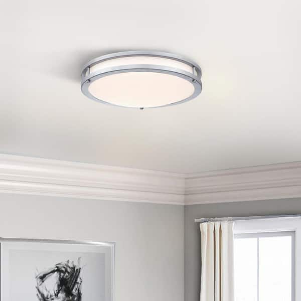 Hukoro Hanz 16 in. Brush Nickel Selectable LED 3000K, 4000K, 5000K Flush Mount Ceiling Light