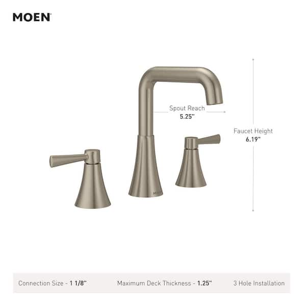 MOEN Ronan 8 in. Widespread 2-Handle Bathroom Sink Faucet with