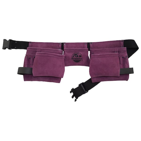 11-Pocket Suede Leather Work Apron in Purple
