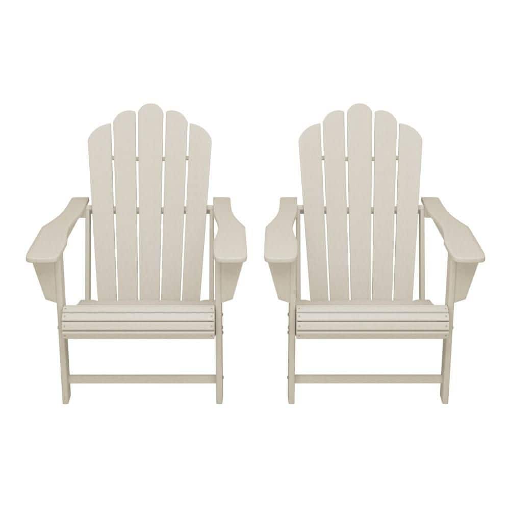 Aderson Sand All Weather Fade Resistant HDPE Plastic Adirondack Chairs w/ Cup Holders Set of 2 price history on PriceWatchPro