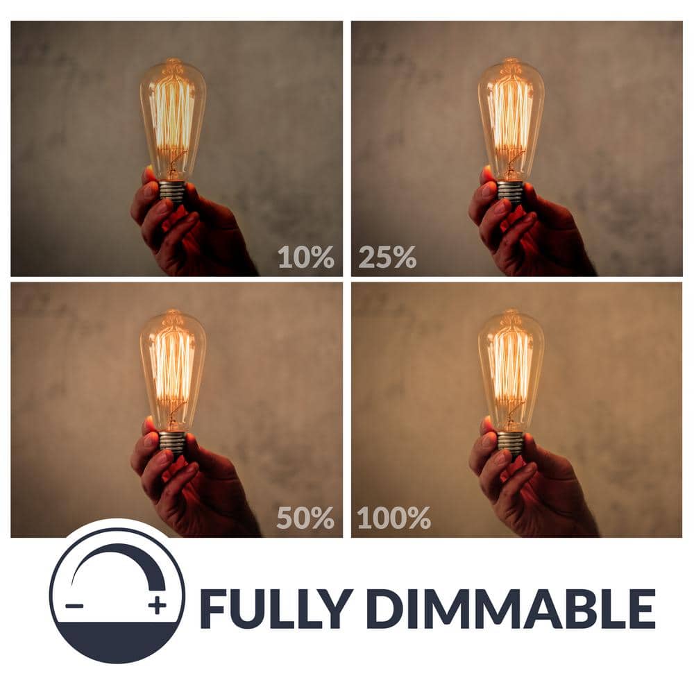 Amber Glass Vintage Edison LED Light Bulbs, 5 Watts, Dimmable, 6-Pack
