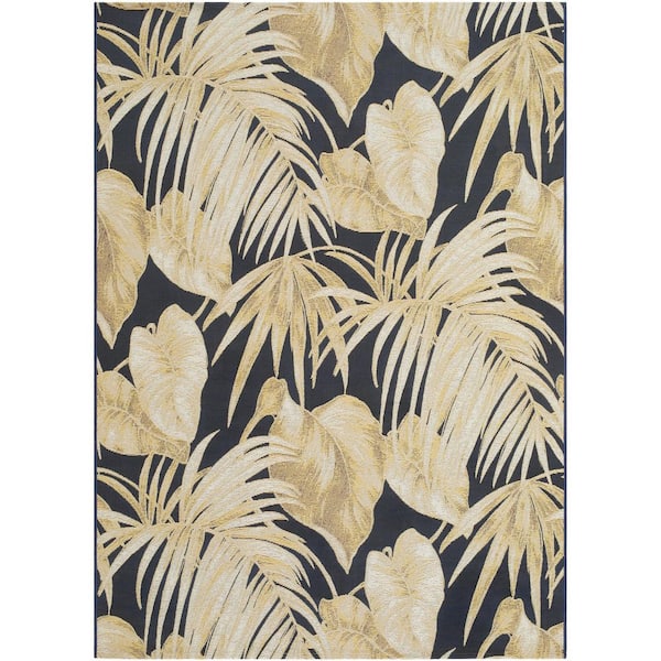 Warsaw Dark Green/Beige Coastal 7 ft. x 9 ft. Indoor/Outdoor Area Rug