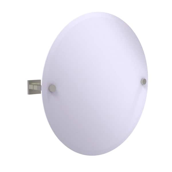 Allied Brass Montero 22 in. W x 22 in. H Frameless Round Beveled Edge Bathroom Vanity Mirror in Satin Nickel