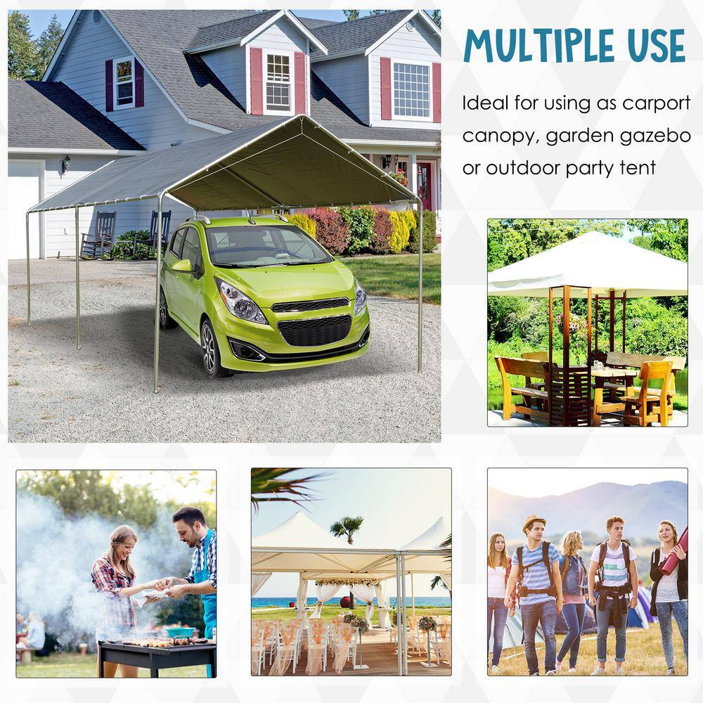 Gray 10' x 20' Portable Galvanized Steel Carport Kit