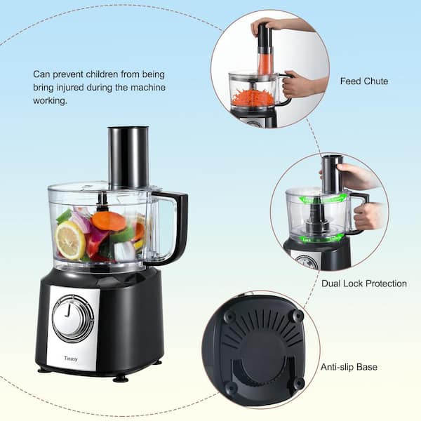 Tileon 10-Cup 2-Speed Black Food Processor AYBSZHD1330 - The Home