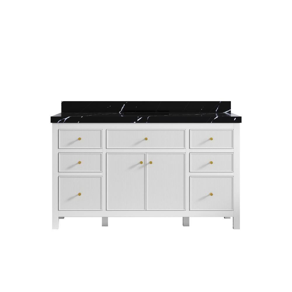Sonoma 60 in. W x 22 in. D x 36 in. H Single Sink Bath Vanity in White with 2 in. Calacatta Black Qt. Top price history on PriceWatchPro