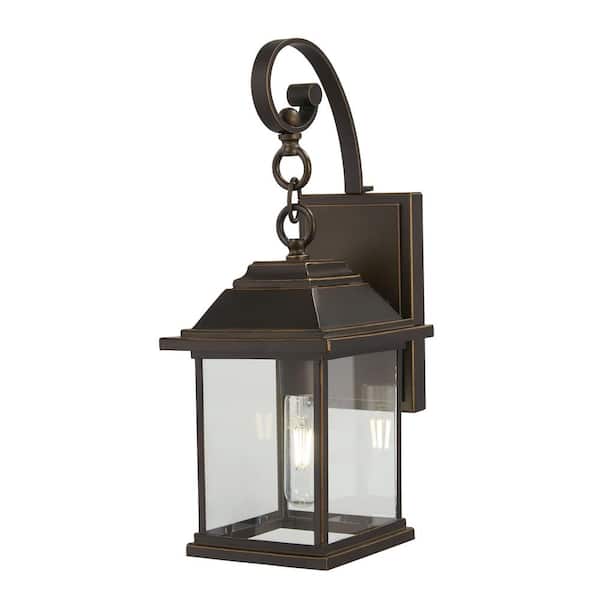 The Great Outdoors Mariner's Pointe Collection 1-Light Oil Rubbed Bronze with Gold Highlights Outdoor Wall Lantern Sconce