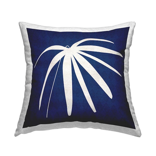 Stupell Industries Bold Abstract Leaf Frond Shape Blue Square Outdoor Throw Pillow