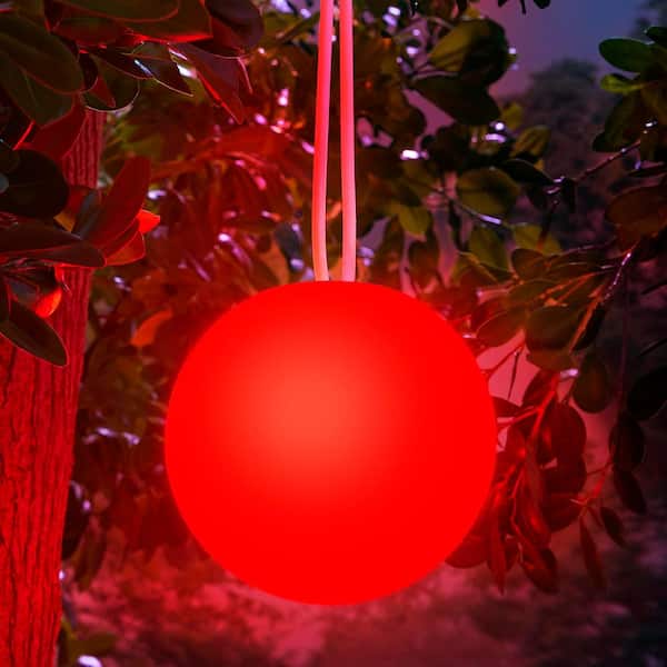 Hampton Bay 10 in. RGB LED Rechargeable Ball Outdoor Hanging