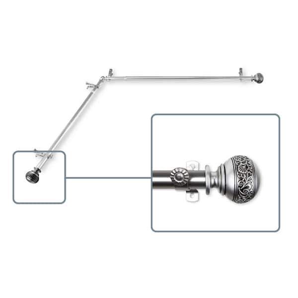 Unbranded 28 in. to 48 in. Adjustable 13/16 in. Corner Window Curtain Rod in Satin Nickel with Douglas Finials
