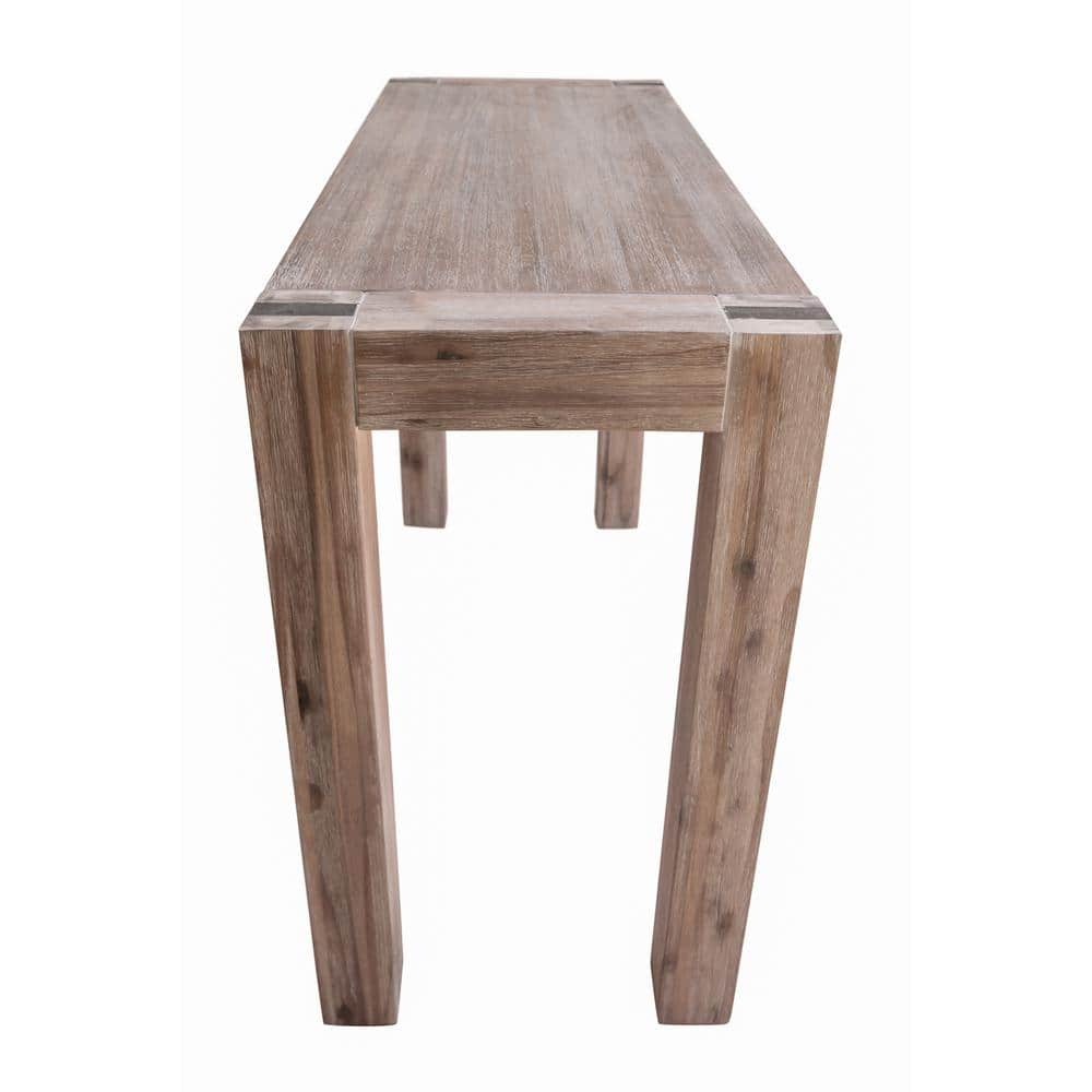 Woodstock Acacia Wood and Bronze Media Console Table, Brushed Driftwood