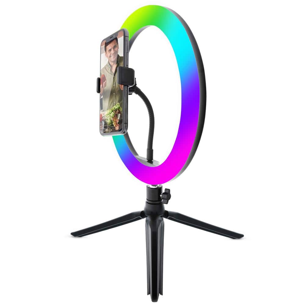 GetUSCart- 10'' LED Ring Light with Tripod Stand and Phone Holder - 13 RGB  Color and 13 Dynamic Color Selfie Circle Light with Dual Control Mode for  YouTube,TIK Tok Video Recording,Makeup Photography