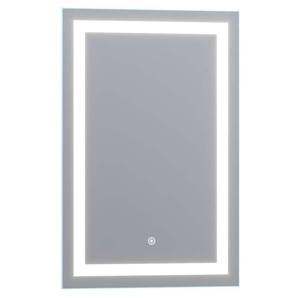 ARPELLA Lumina 24 in. x 36 in. Frameless LED Wall Mounted Lighted Vanity Mirror with Built-In Dimmer and Anti-Fog Feature