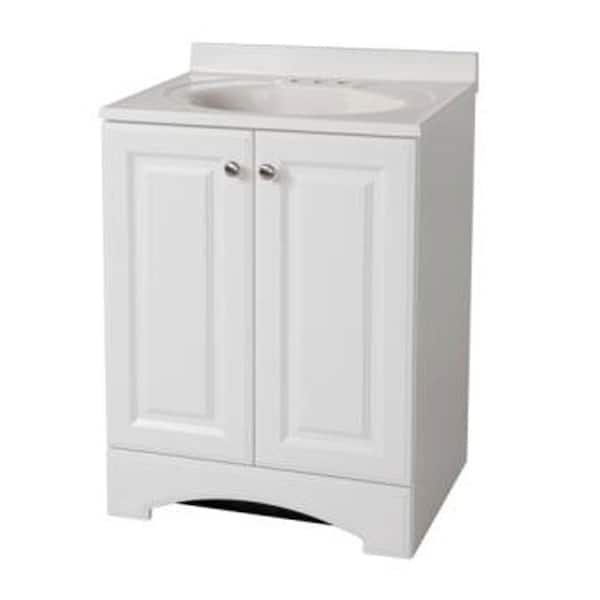 Glacier Bay 24 in. W x 36 in. H x 19 in. D Bath Vanity in White with Vanity Top in White and White Basin