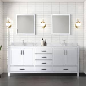 Jacques 80 in. W x 22 in. D Dark Grey Double Bath Vanity, Carrara Marble Top, and 30 in. Mirrors