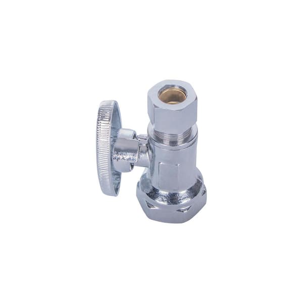 The Plumber's Choice 3/8 in. FIP Inlet x 3/8 in. O.D. Compression Outlet Quarter Turn Straight Stop Valve