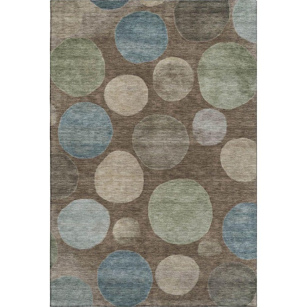 Mayfield Premium Machine Washable Abstract AMF2062 Chocolate 3 ft. x 4 ft. Area Rug