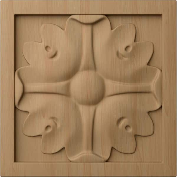 Ekena Millwork 3/4 in. x 3-1/2 in. x 3-1/2 in. Unfinished Wood Alder Medium Edinburgh Rosette