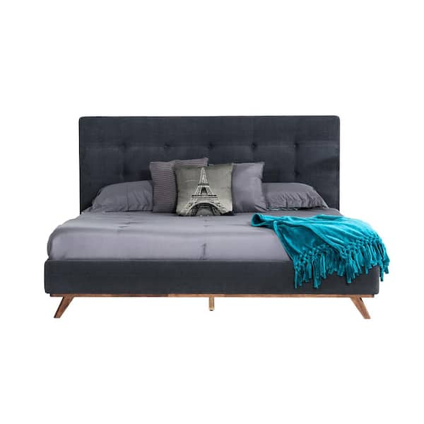 Addison Mid-Century Modern Gray Wood Frame King Platform Bed