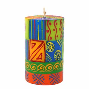 Unscented Hand-Painted Orange Pillar Candle in Gift Box, 4-inch (Shahida Design)