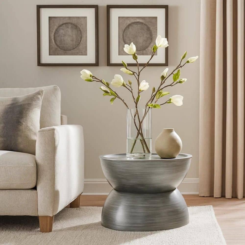 24.5 in. Silver Round Metal Coffee Table with Pedestal Base price history on PriceWatchPro