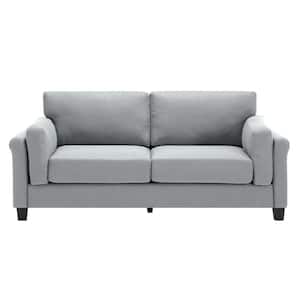 Morden Minimalist 3-Seater Couch 78.5 in. W Roll Arm Grey Linen-Like Sofa with Thick Cushion for Living Room, Office