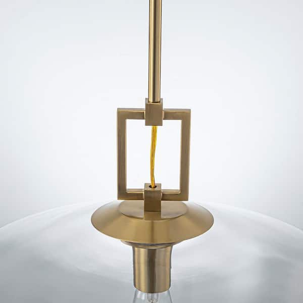 ZYZWMB Tallivor 18 in. 1-Light Brass Pendant Light with Clear