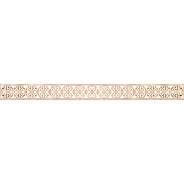 Ekena Millwork Blume Fretwork 0.25 in. D x 46.375 in. W x 4 in. L Red Oak Wood Panel Moulding