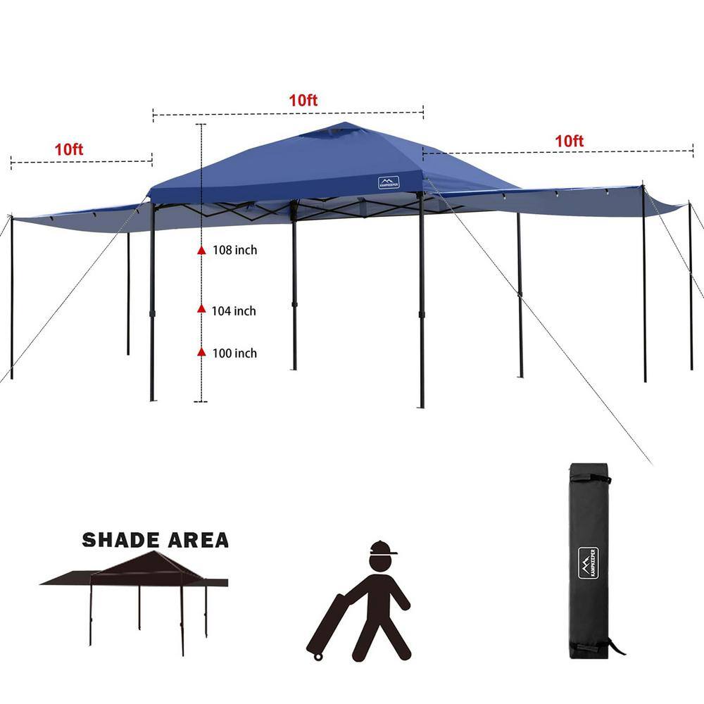 Navy Blue Adjustable Height Pop-Up Canopy Tent with Sidewalls