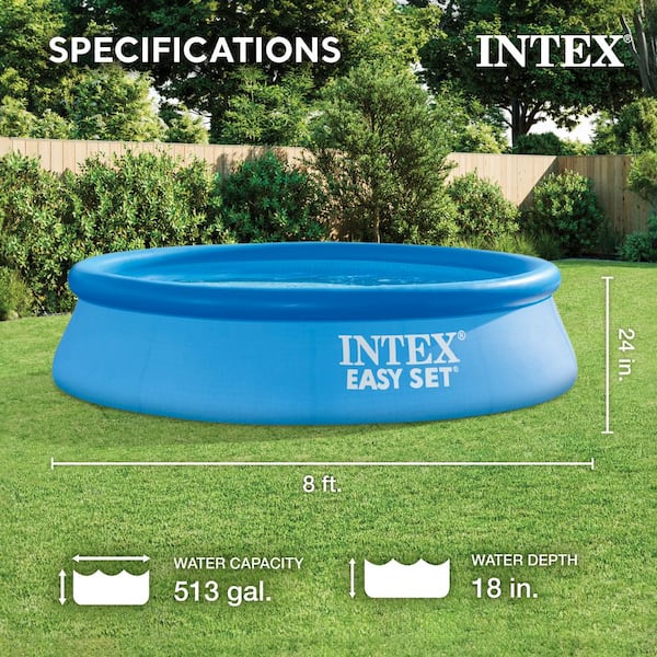 Easy Set 8 ft. Round 24 in. Deep Inflatable Pool