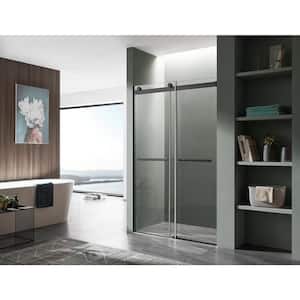 Kahn 48 in. W x 76 in. H Sliding Frameless Shower Door/Enclosure in Matte Black with Clear Glass