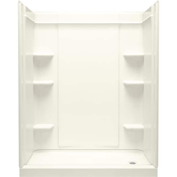 STERLING PLUMBING Medley 60 in. W x 72.5 in. H Four Piece Alcove Shower Stall with Aging in Place Backerboards in Biscuit