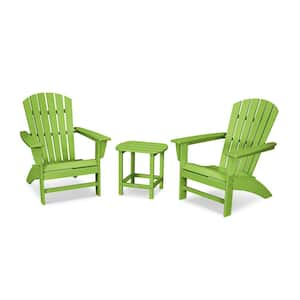 Grant Park Lime 3-Piece Plastic Traditional Curveback Adirondack Patio Conversation Set