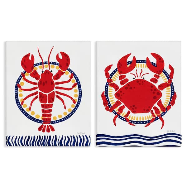 Stupell Industries Coastal Lobster & Crab by Yvette St. Amant 2 Pieces Unframed Animal Graphic Art Print 30 in. x 24 in.