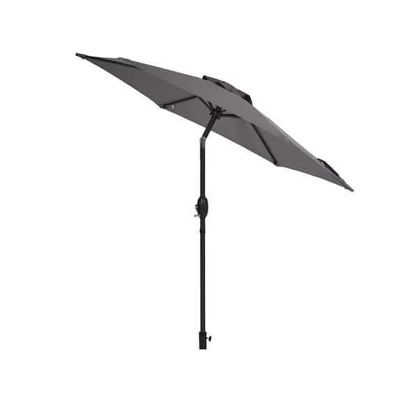 Inner Decor Elias 7.5 ft. Steel Market Tilt Patio Umbrella in Grey Without Base